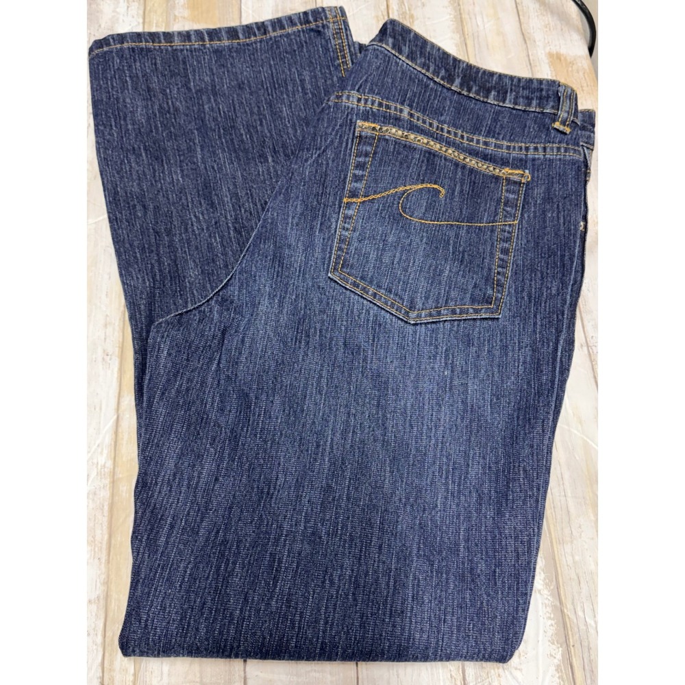 Chicos Denim Womens‎ Dark Wash Straight Leg Jeans Rhinestone  Size 1.5 Short(10)